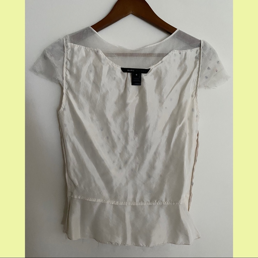 Marc by Marc Jacobs White Blouse with Red and Blue Microprint - Picture 4 of 8